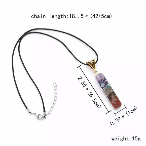 Chakra 7 Natural Stones Energy Pendant Necklace - Picture 5 of 8